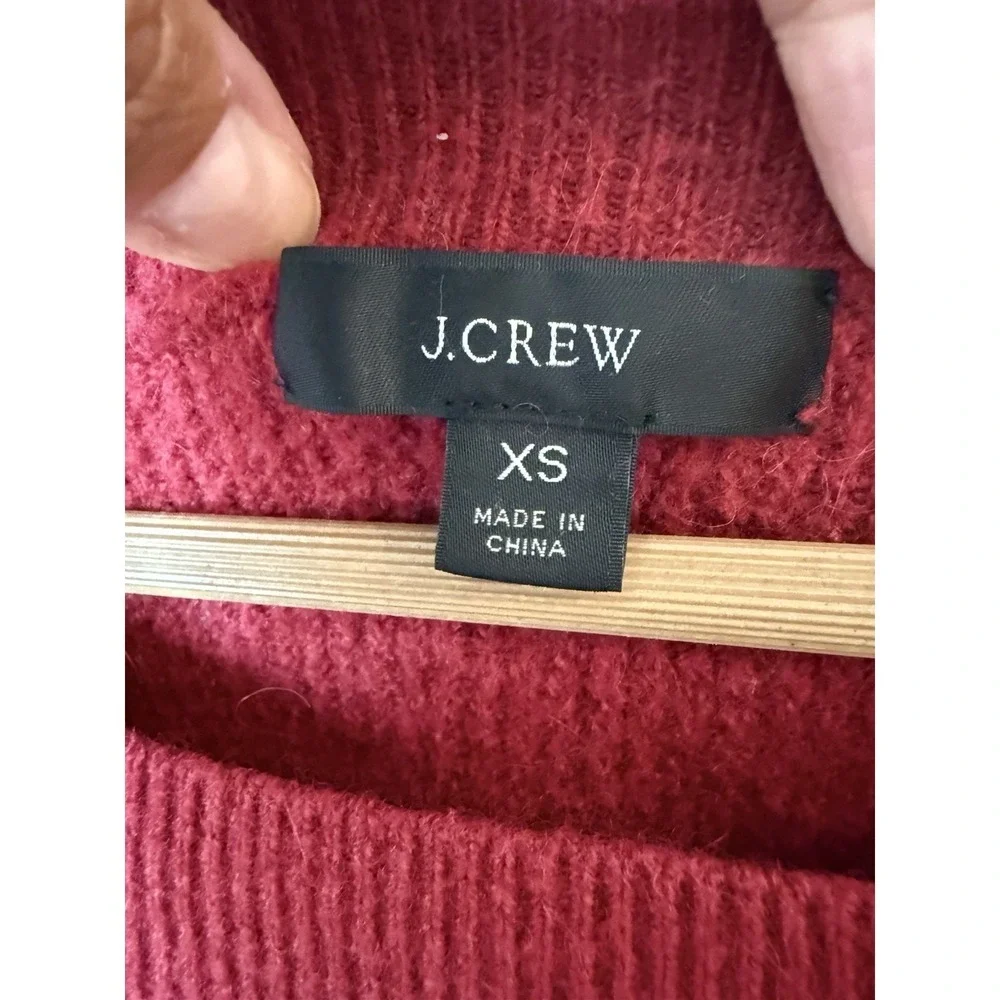 J Crew Waffle Crewneck Sweater Supersoft Yarn Wool Alpaca Red Long Sleeve Shirt